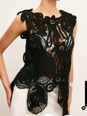 Commense Black Crochet  Top